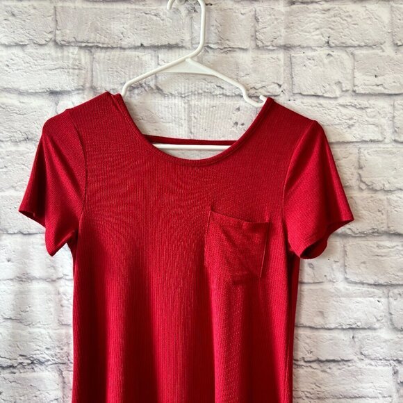Hollister Red Ribbed Scoop Neck Shirt Dress | Size Small - Picture 5 of 8